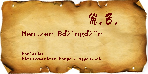 Mentzer Böngér névjegykártya